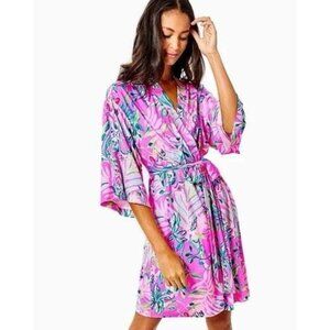 Lilly Pulitzer Plumeria Pink Knit Robe Intimates Sleepwear Beachy Island Tropica